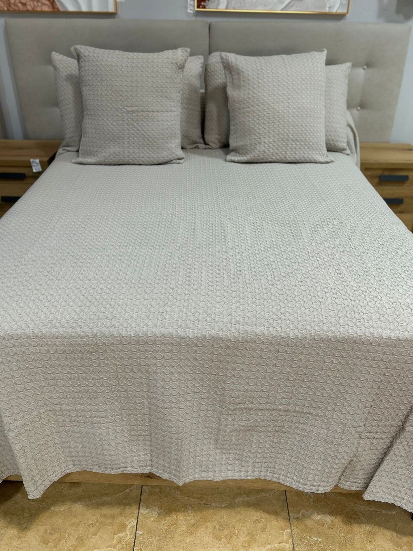 Stonewashed Waffle 100 % Cotton Bedspreads Stone