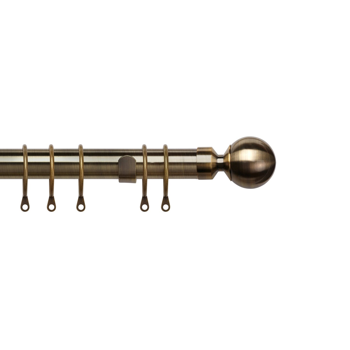 Pristine Extendible Antique Brass 28mm Curtain Poles, Ball End