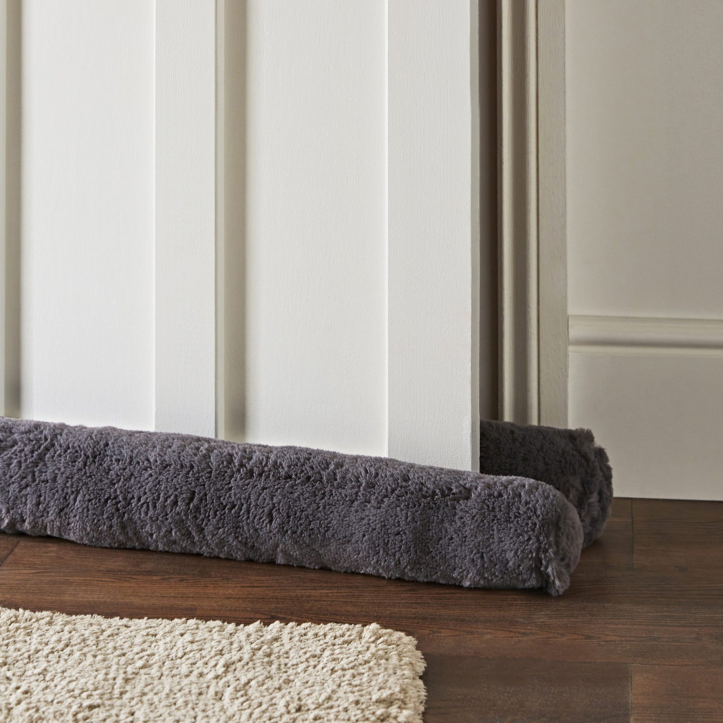 Draught Excluder Faux Fur Double Sided, Charcoal SALE