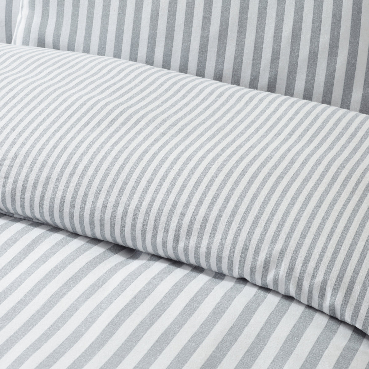 Brushed Cotton Stripe Duvet Set - Silver PRE- ORDER ARRIVING SOON!