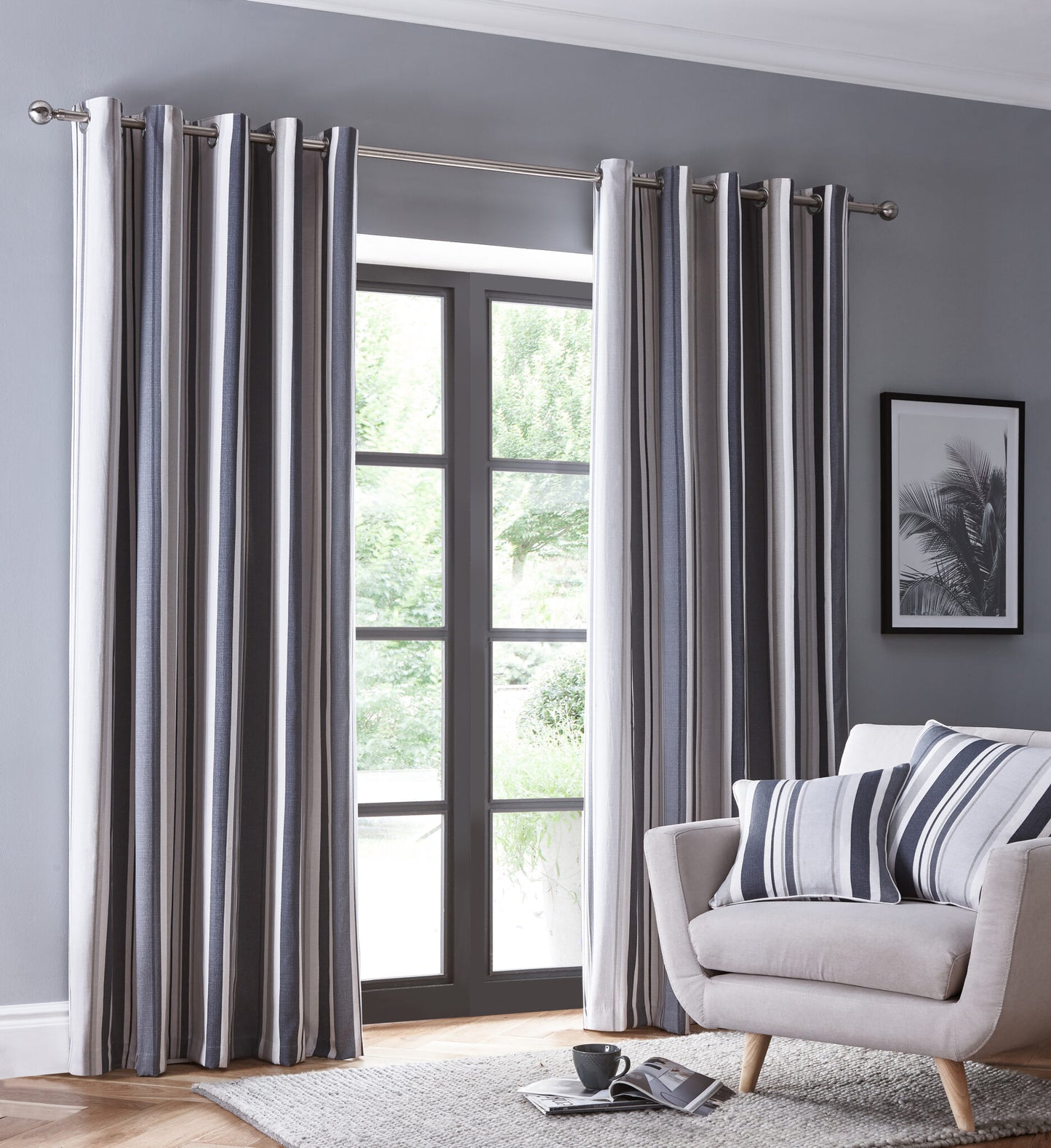 Park Avenue Ring Top Curtains, Charcoal SALE