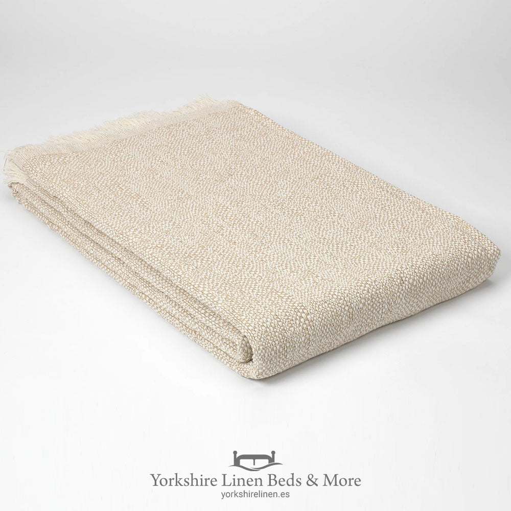 Attica Cotton Multi Use Throw, Stone - Throws & Bedspreads - Yorkshire Linen Beds & More