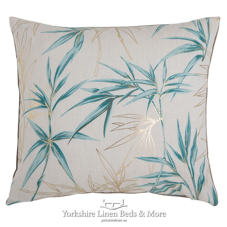 Bamboo Print Cushion Cover Blue Yorkshire Linen Beds & More Mijas Costa Marbella
