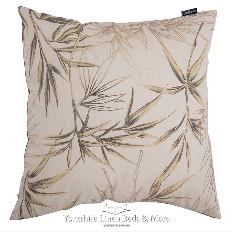 Bamboo Print Cushion Cover Natural Yorkshire Linen Beds & More Mijas Costa Marbella