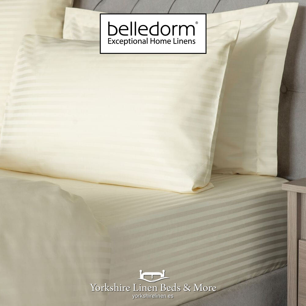 Belledorm Hotel Stripe Fitted Sheet, 540 Thread Count, Ivory - Sheets & Pillowcases - Yorkshire Linen Beds & More
