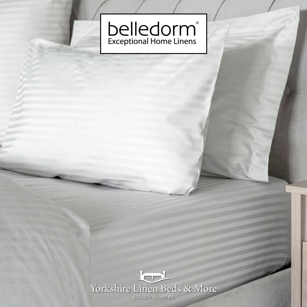 Belledorm Hotel Stripe Fitted Sheet, 540 Thread Count, Platinum - Sheets & Pillowcases - Yorkshire Linen Beds & More