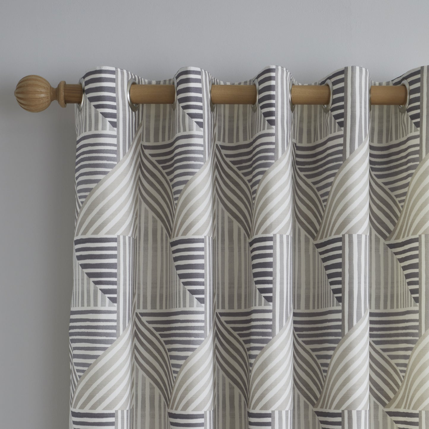 Campbell Geometric Ring Top Curtains, Natural SALE