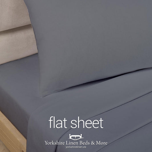 Charcoal Grey Polycotton Flat Sheets - Yorkshire Linen Beds & More P03