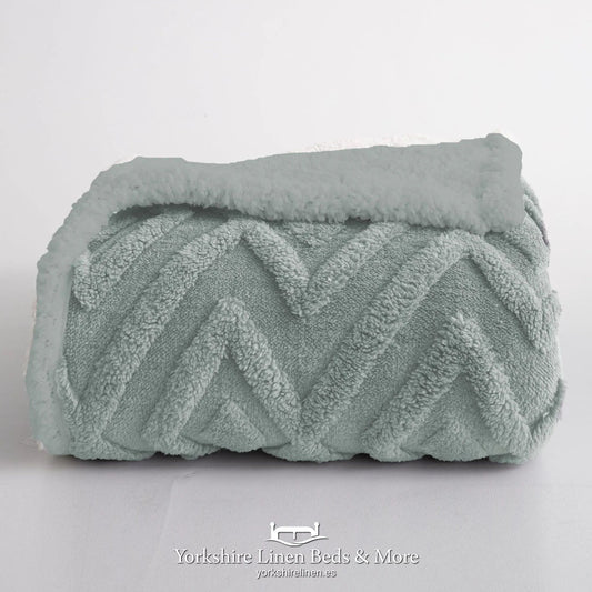 Chevron Tuft Snuggle Fleece Throw, Duck Egg - Throws & Bedspreads - Yorkshire Linen Beds & More