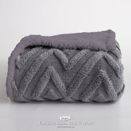 Chevron Tuft Snuggle Fleece Throw, Grey - Throws & Bedspreads - Yorkshire Linen Beds & More