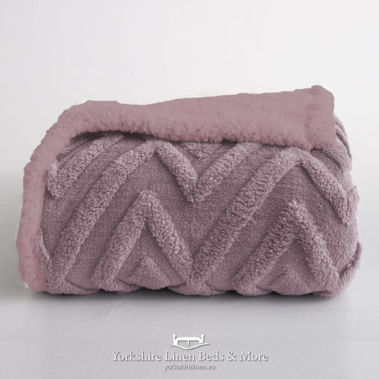Chevron Tuft Snuggle Fleece Throw, Lilac - Throws & Bedspreads - Yorkshire Linen Beds & More