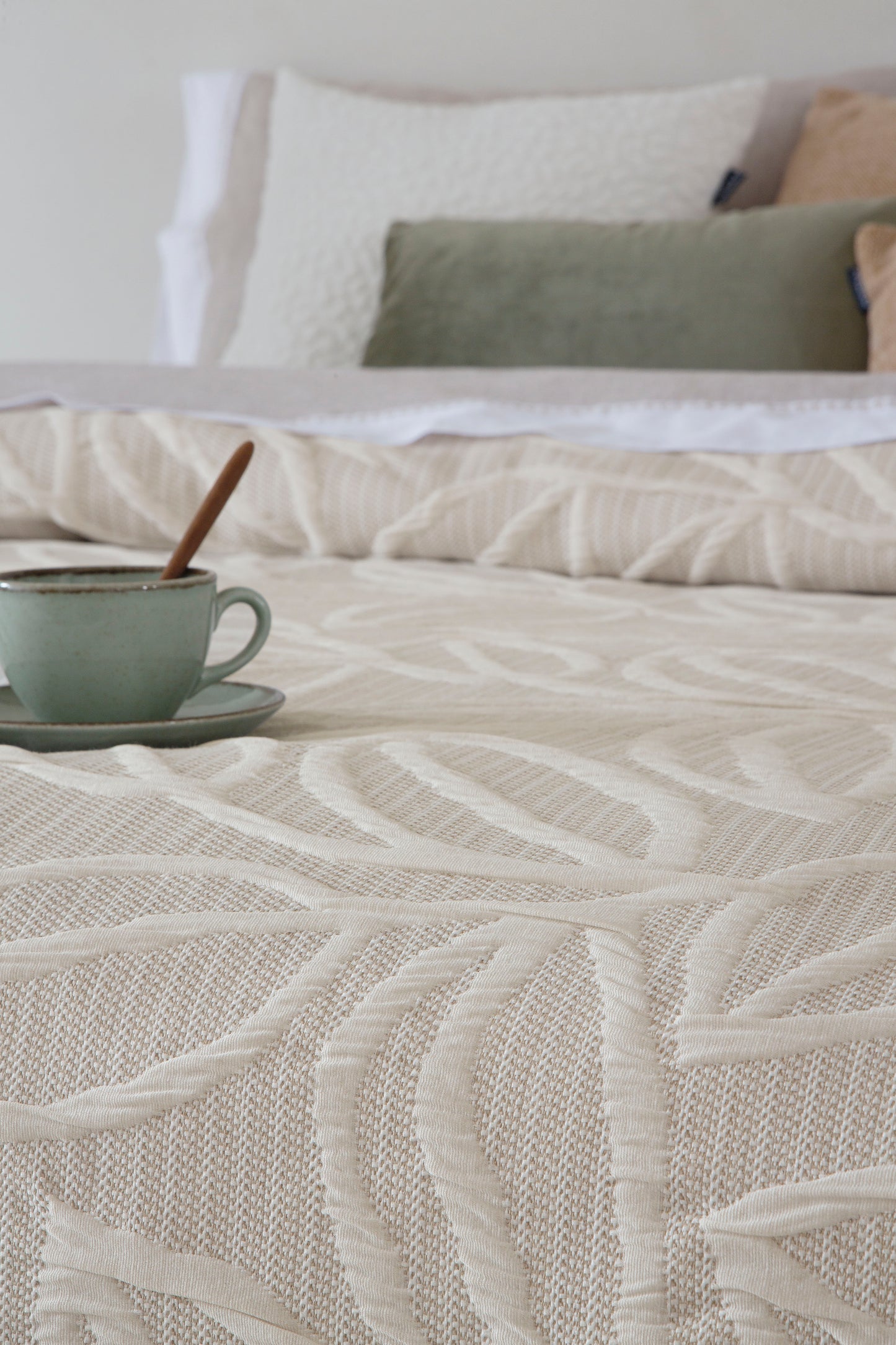 Lorena Jacquard Bedspread- Beige