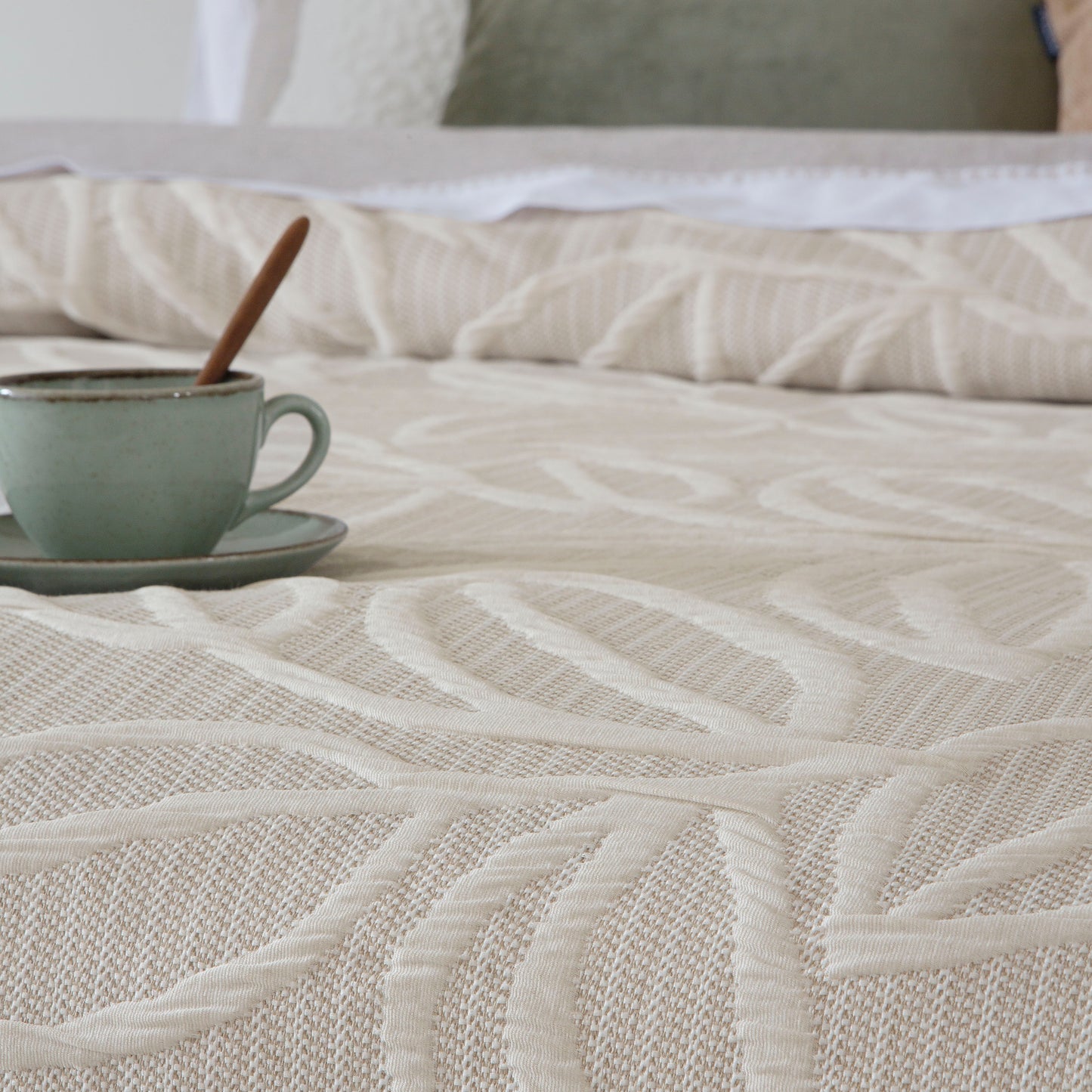 Lorena Jacquard Bedspread, Beige
