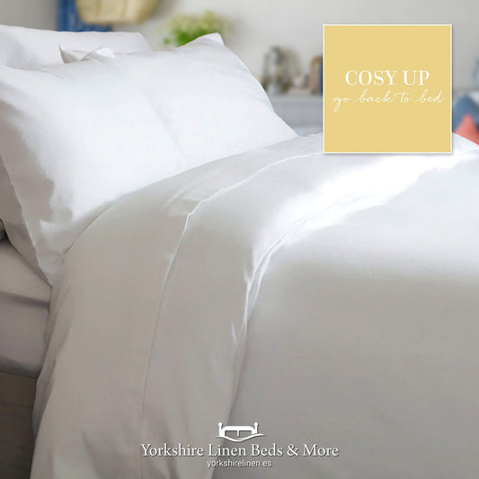 Cosy Up 100% Cotton Flannelette Sheet Sets, White - Flannelette & Jersey Sheets - Yorkshire Linen Beds & More 03