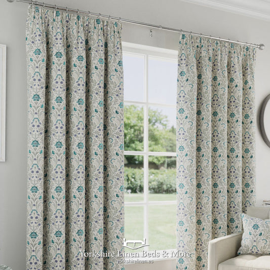 Cotswold Pencil Pleat 100% Blackout Curtains, Blue - Curtains & Voiles - Yorkshire Linen Beds & More