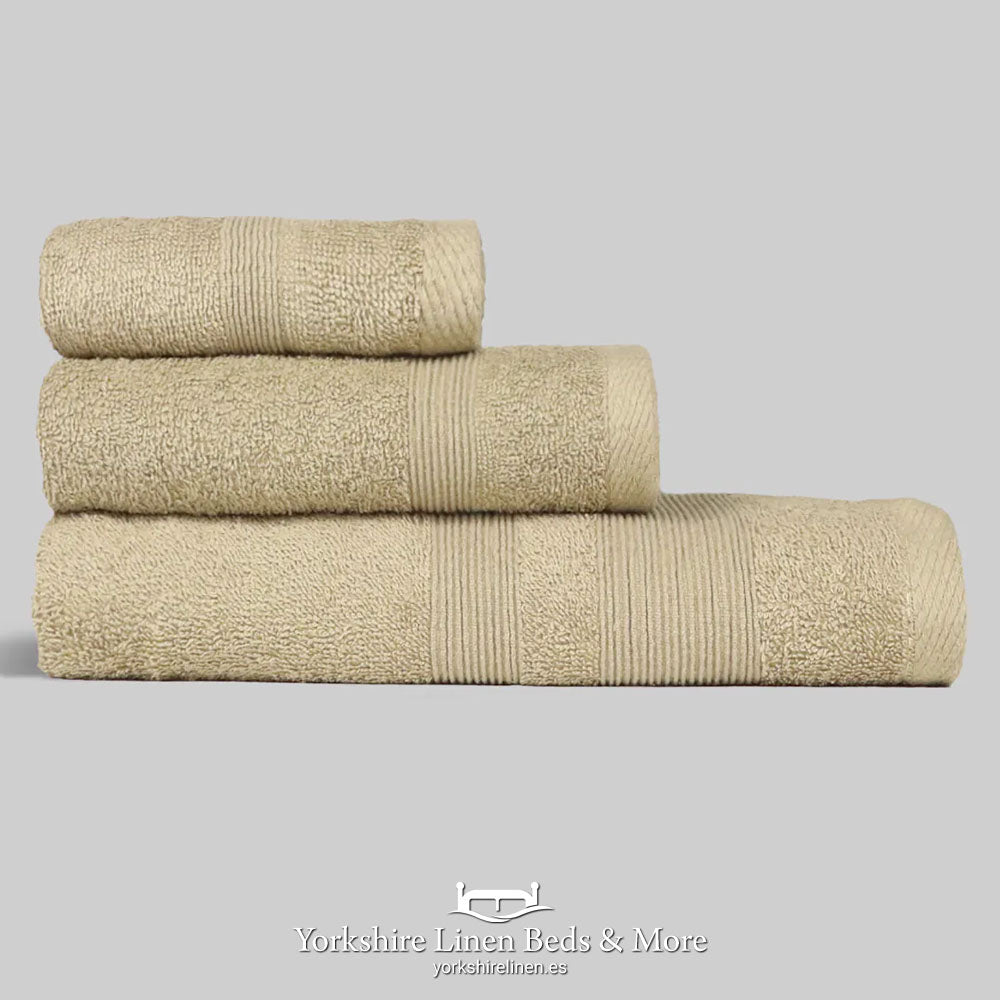 Cotton Caress 400 GSM 100% Cotton Towels, Beige - Towels & Bathroom - Yorkshire Linen Beds & More
