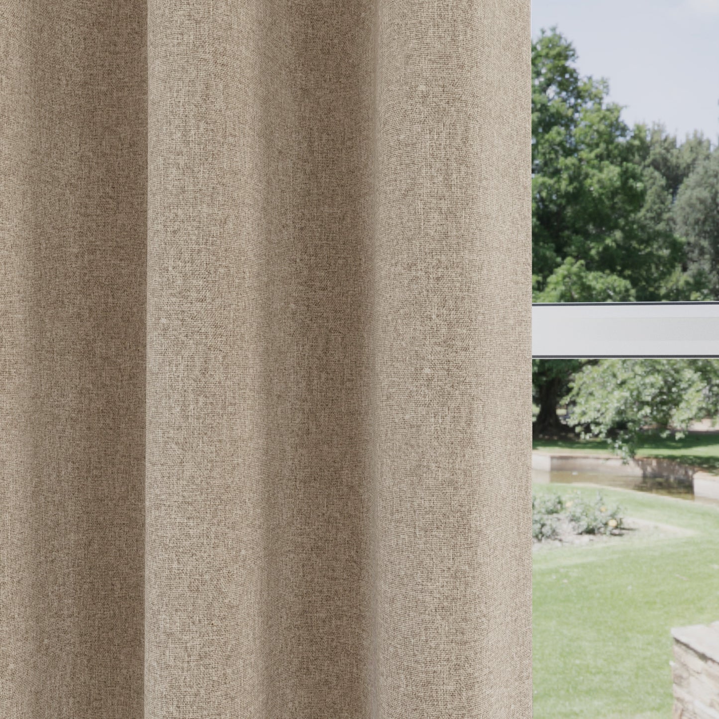 Dallas 100% Blackout Pencil Pleat Curtains, Natural