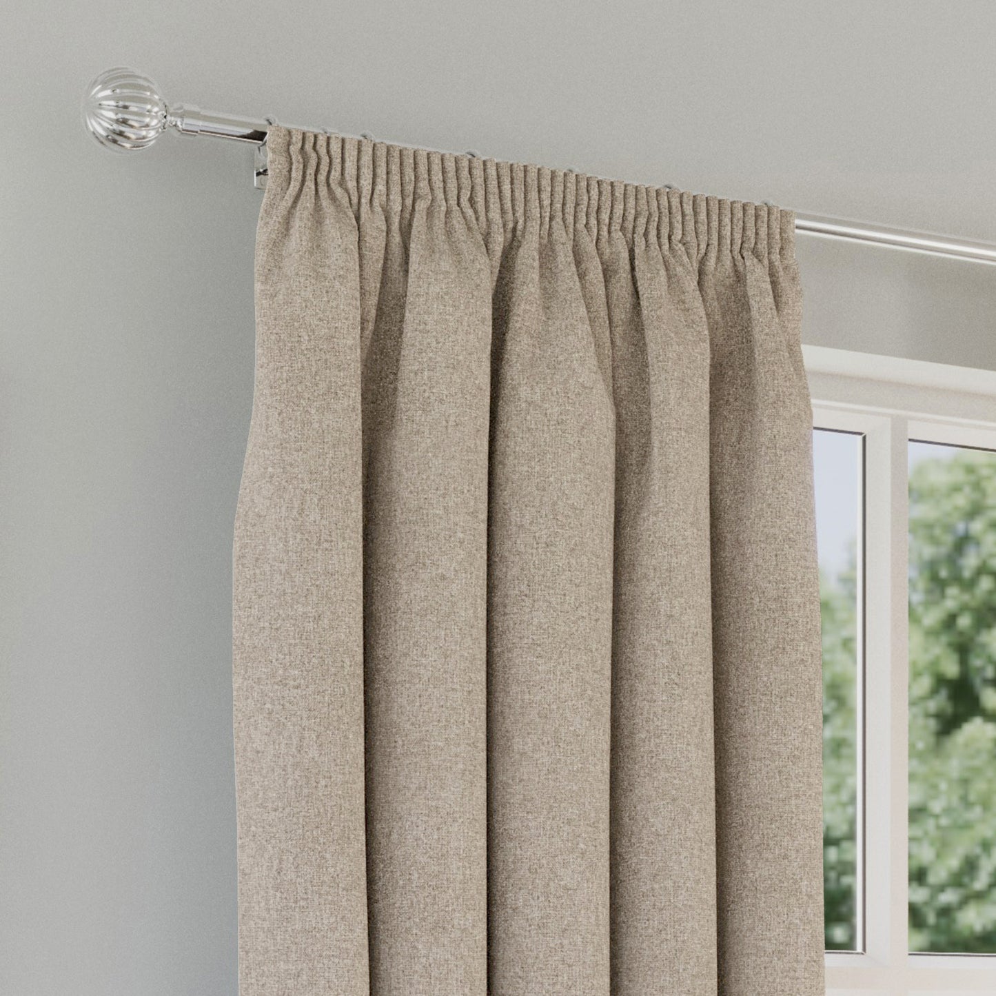 Dallas 100% Blackout Pencil Pleat Curtains, Natural
