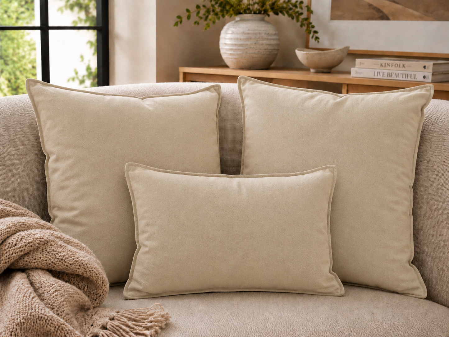 Dalia Linen Blend Filled Cushions, Beige 28