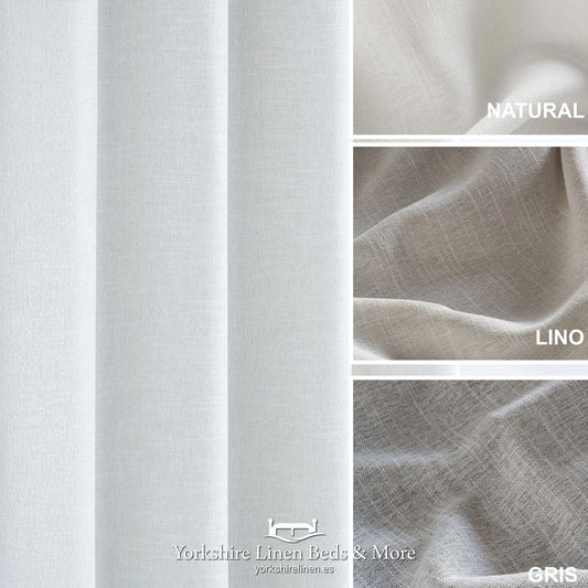Delai Linen Style Eyelet Voile Panels, Beige - Voiles and Net Curtains - Yorkshire Linen Beds & More 2