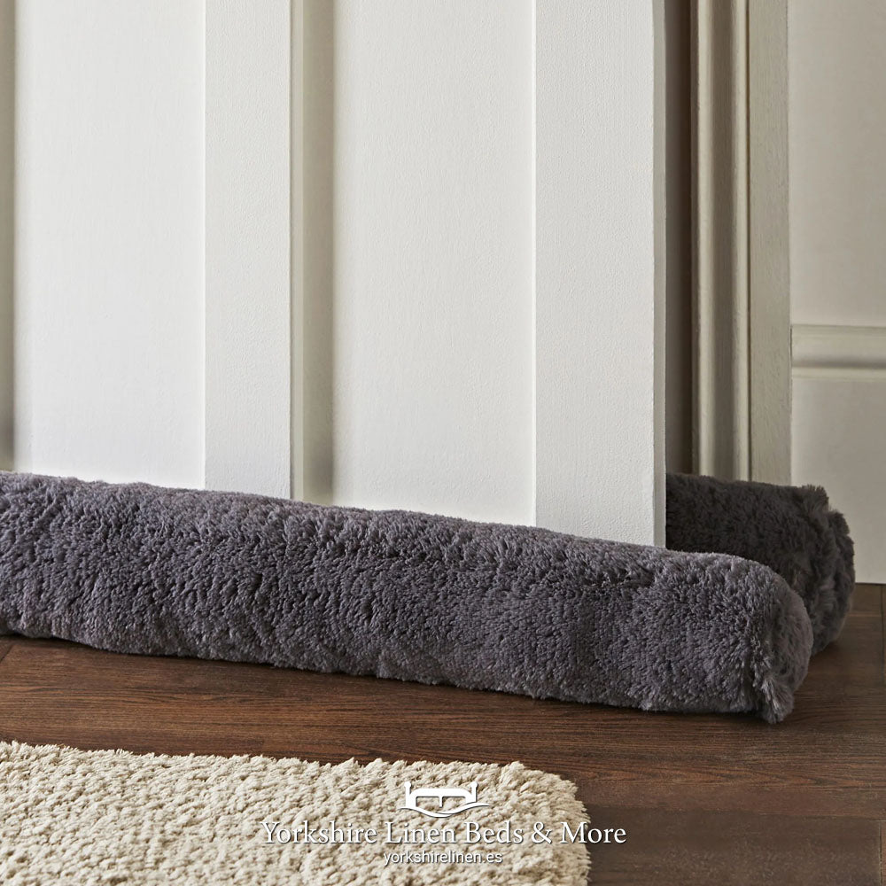 Draught Excluder Faux Fur Double Sided, Charcoal - Winter Essentials - Yorkshire Linen Beds & More