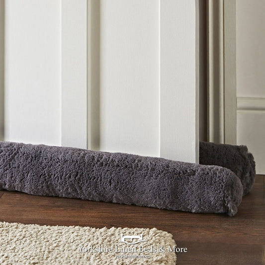 Draught Excluder Faux Fur Double Sided, Charcoal - Winter Essentials - Yorkshire Linen Beds & More