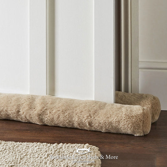 Draught Excluder Faux Fur Double Sided, Natural - Winter Essentials - Yorkshire Linen Beds & More