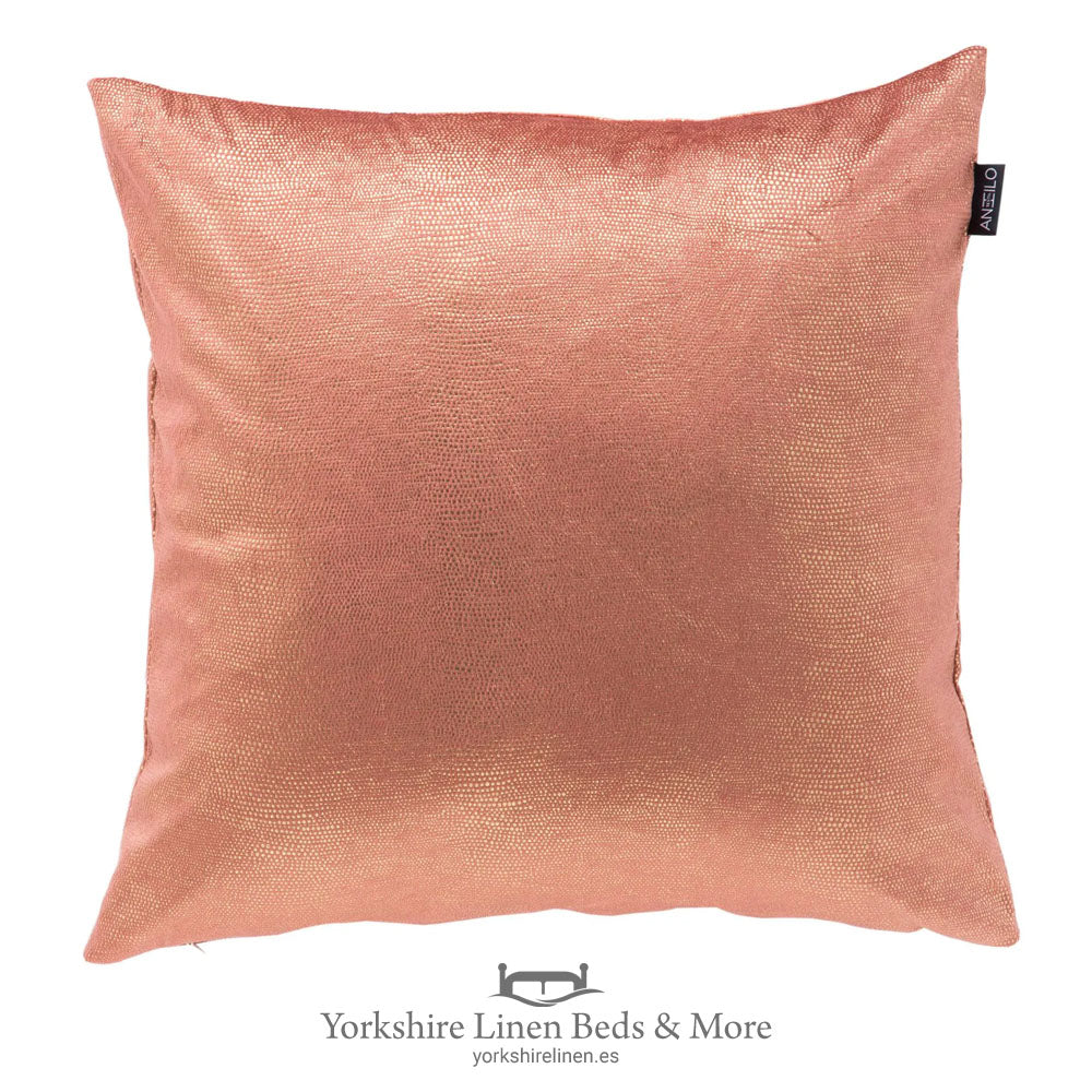 Ebro Luxury Cushion, Salmon and Gold - Cushions and Soft Furnishings, Yorkshire Linen Beds & More