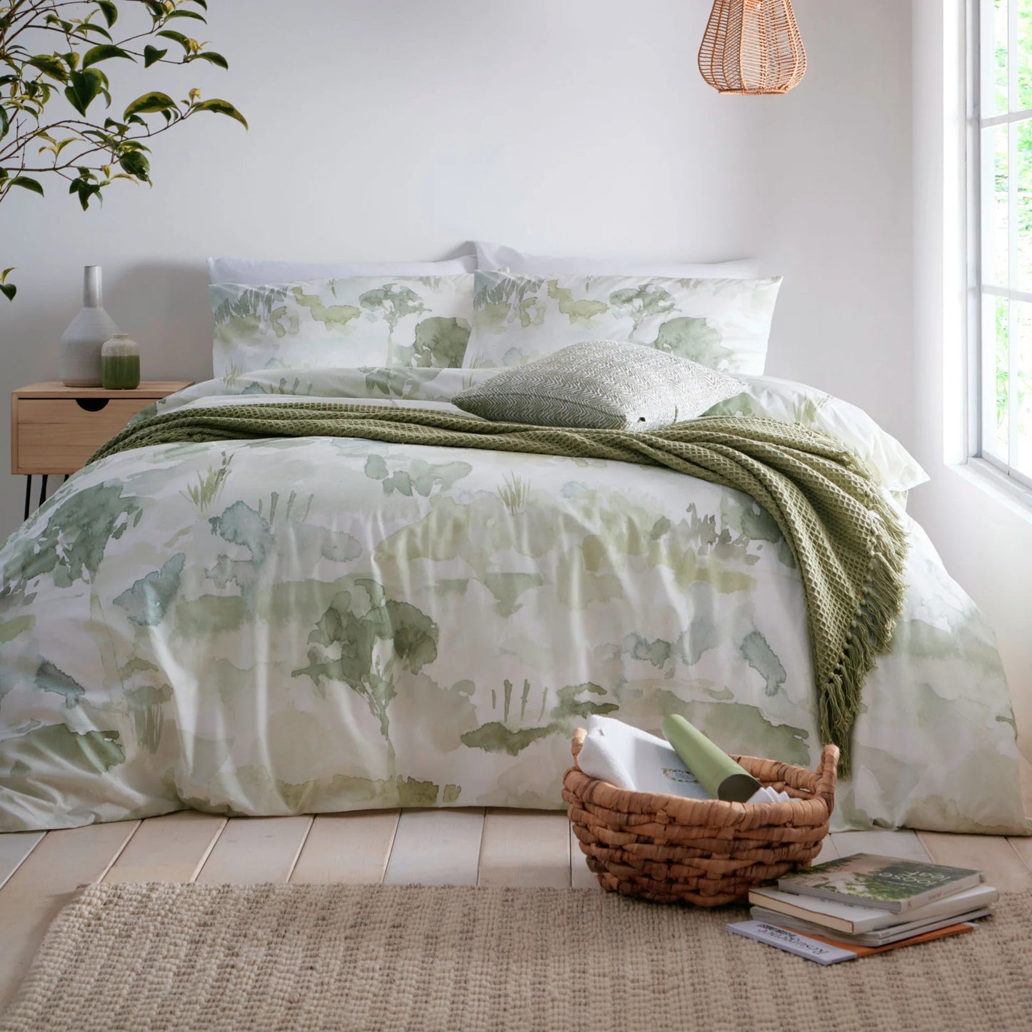 Edale 100 % Cotton Duvet Set-Green