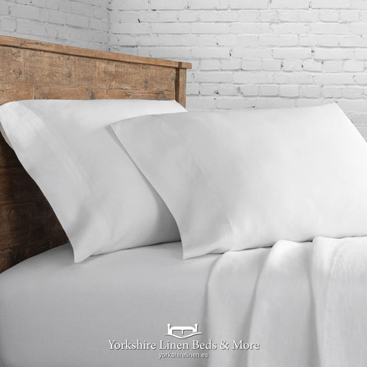Egyptian 1000TC Cotton White Pillowcases Fitted Sheet Flat Sheets - Yorkshire Linen Beds & More