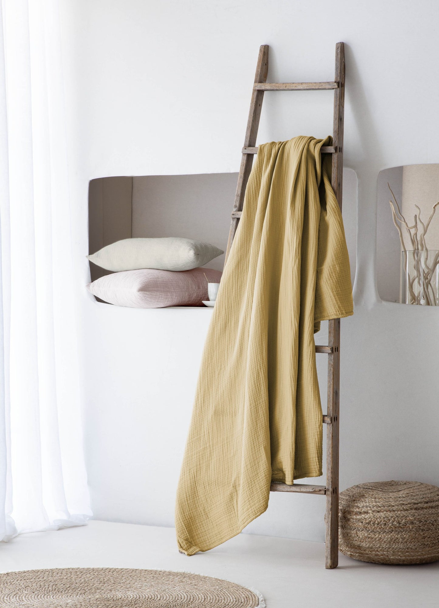 Elian Cotton Cushion, Mustard Final Clearance