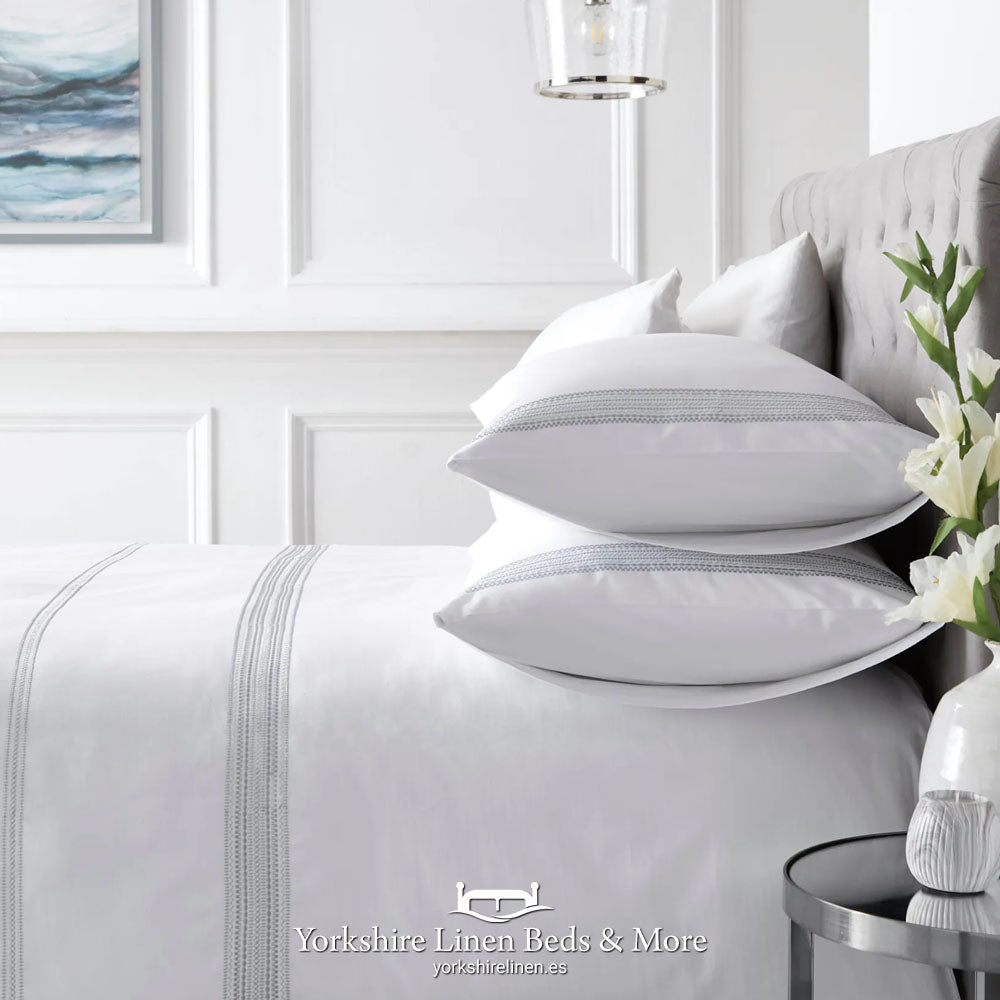 Embroidered Bands 200 Thread Count Cotton Duvet Set - Duvet Covers & Sets - Yorkshire Linen Beds & More