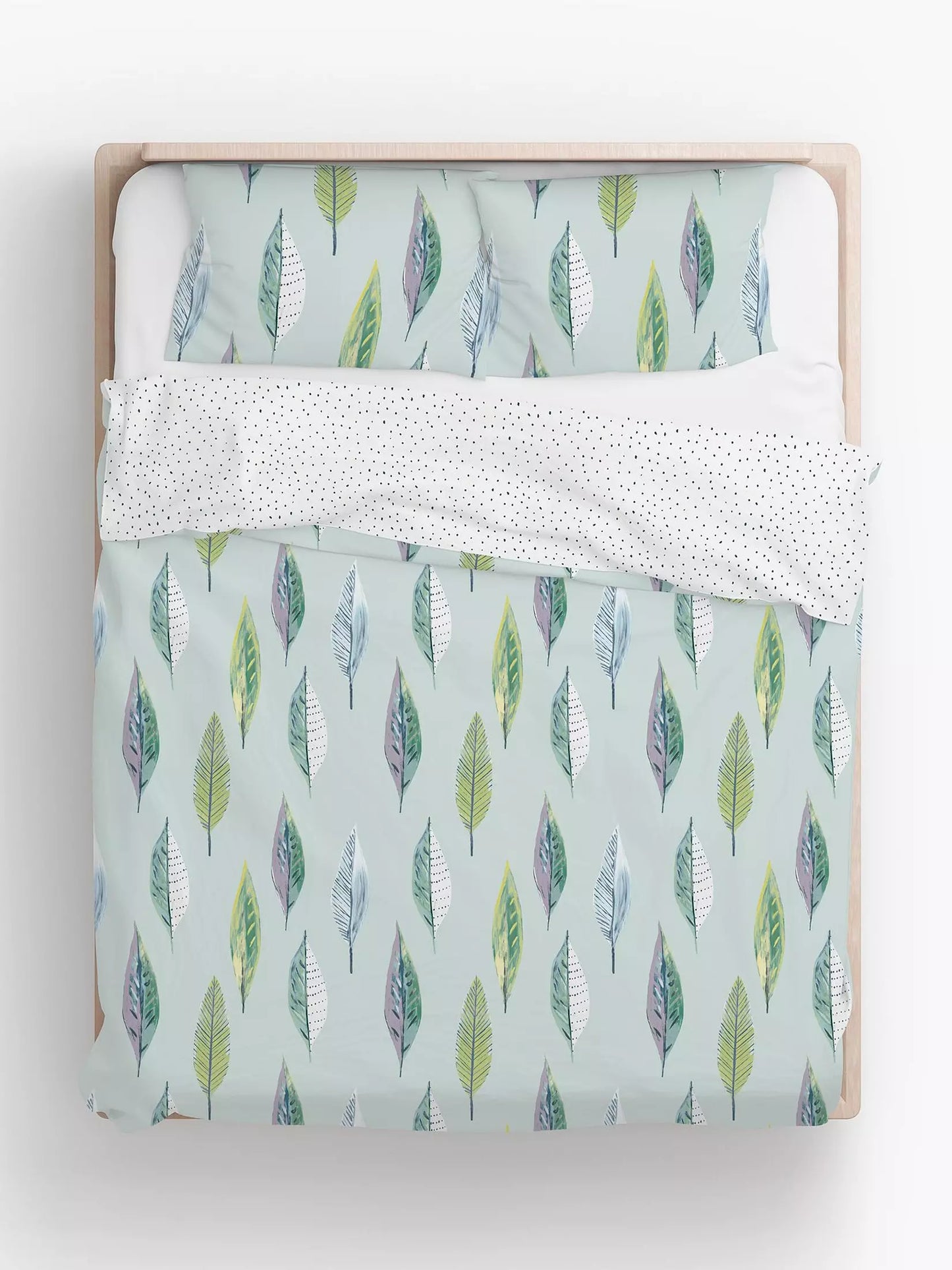 Skandi Leaf Duvet Set, Duck Egg