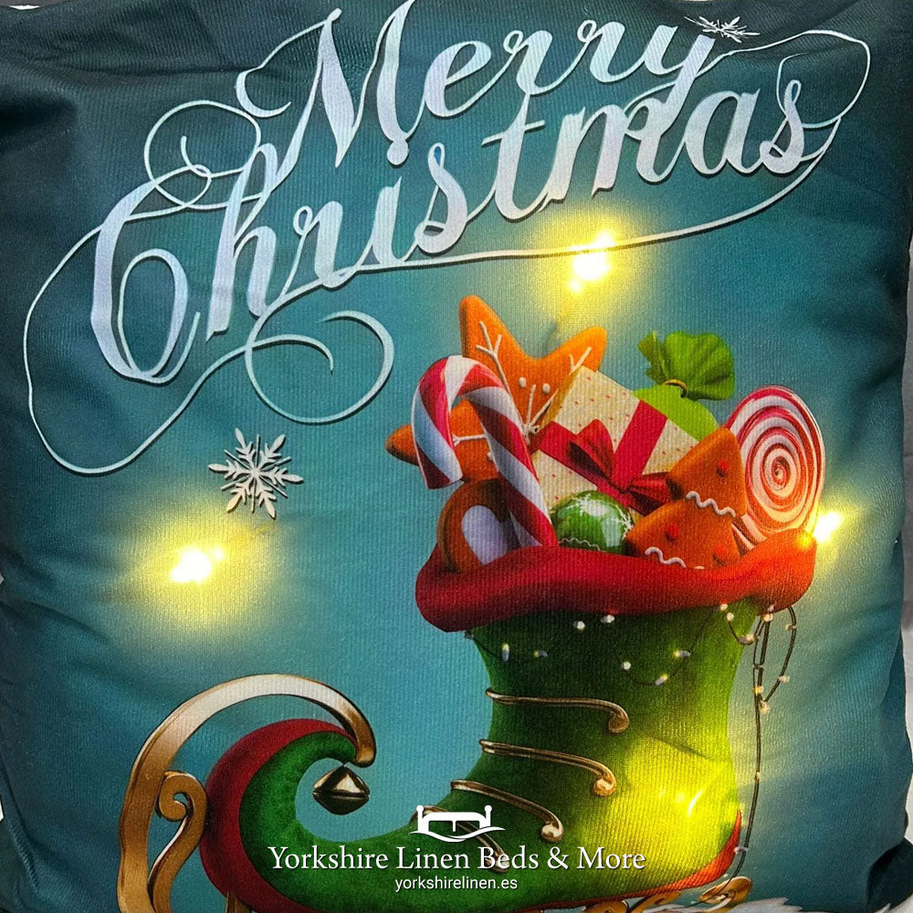 Festive LED Christmas Cushion Range, Elf Skate - Cushions & Cushion Covers - Yorkshire Linen Beds & More