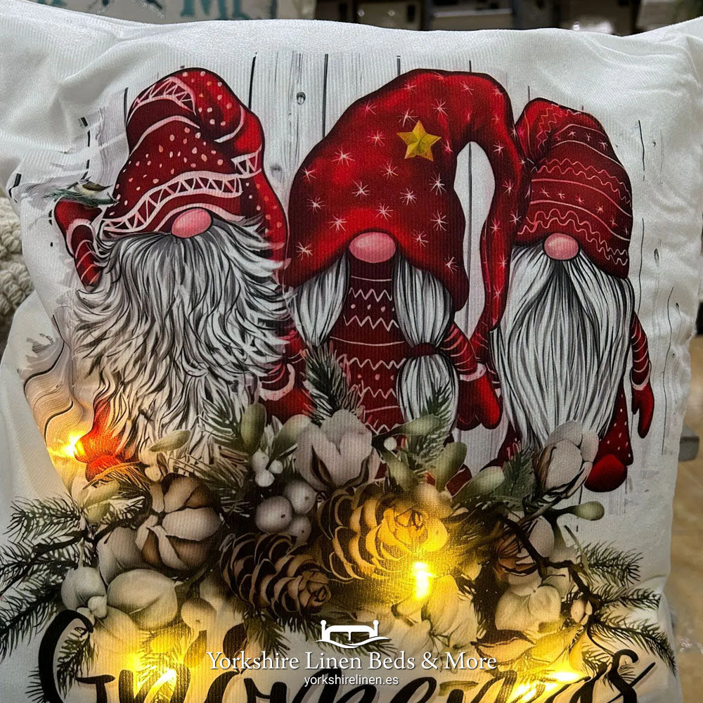 Festive LED Christmas Cushion Range, Gnomemas - Cushions & Cushion Covers - Yorkshire Linen Beds & More