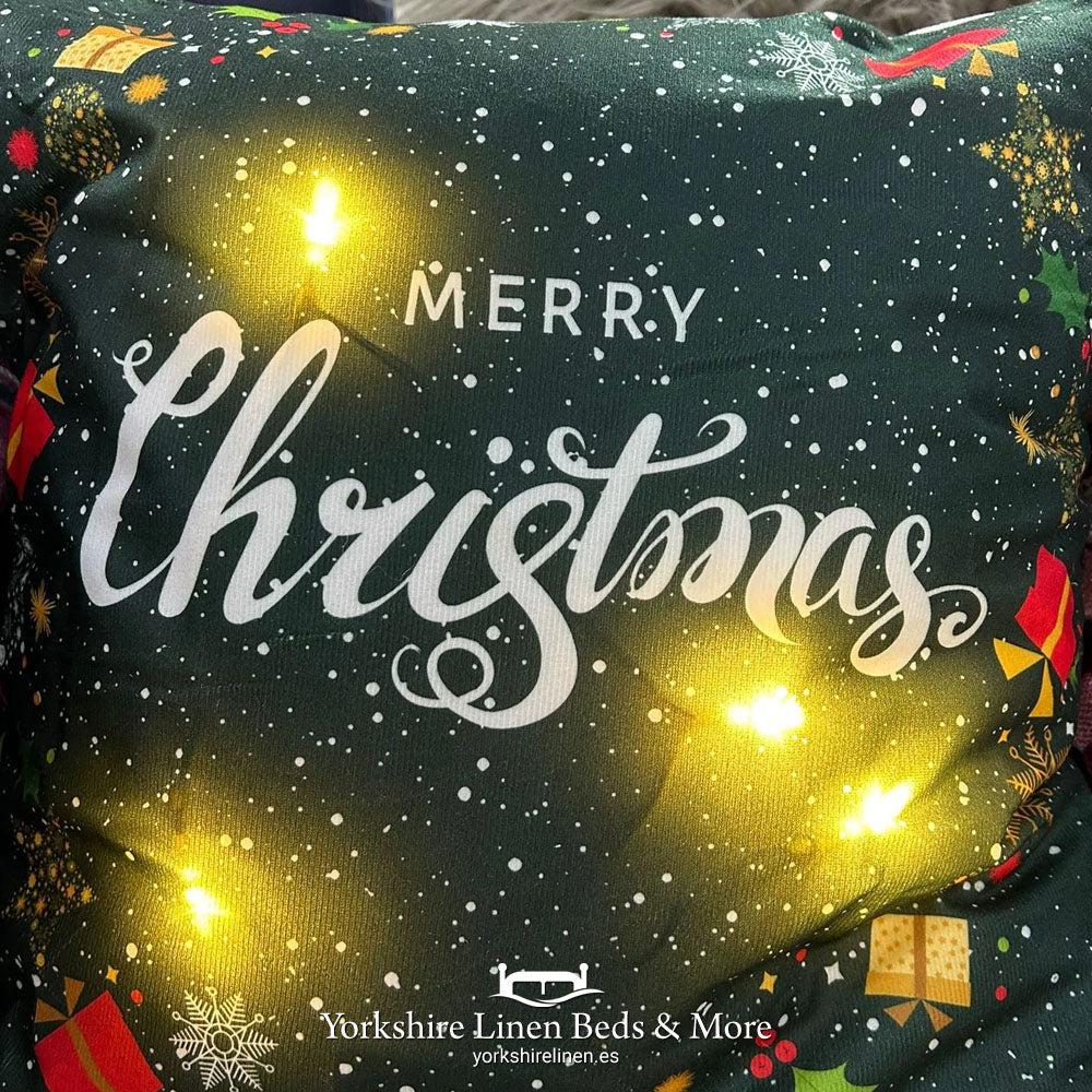 Festive LED Christmas Cushion Range, Merry Christmas - Cushions & Cushion Covers - Yorkshire Linen Beds & More