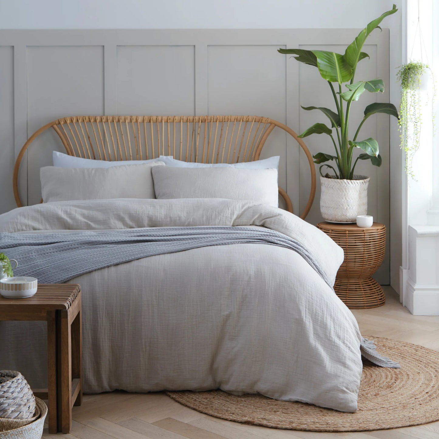 Fresco 100% Cotton Textured Duvets Set, Natural REDUCED TO CLEAR