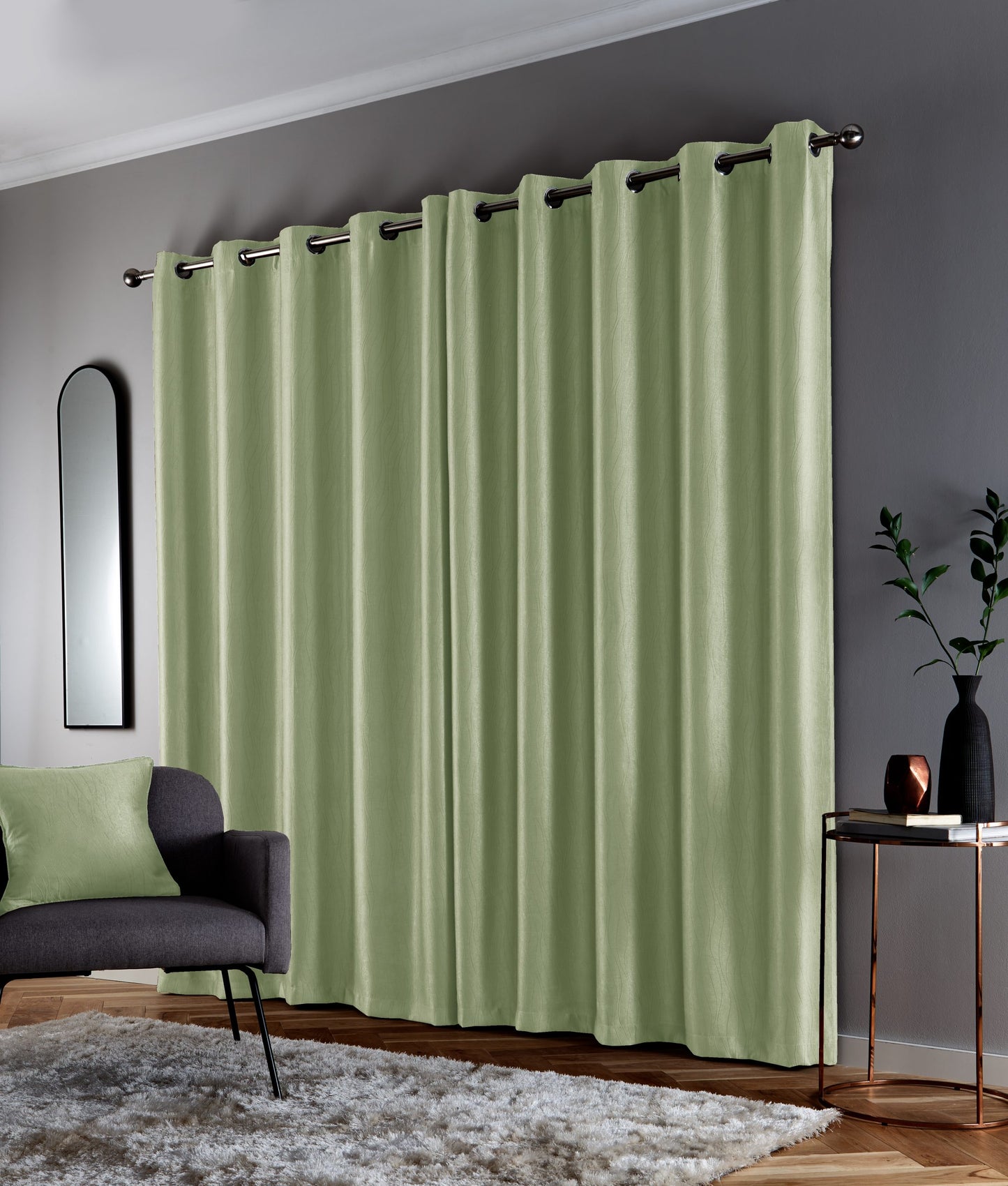 Goodyear Thermal Ring Top Block Out Curtains, Green