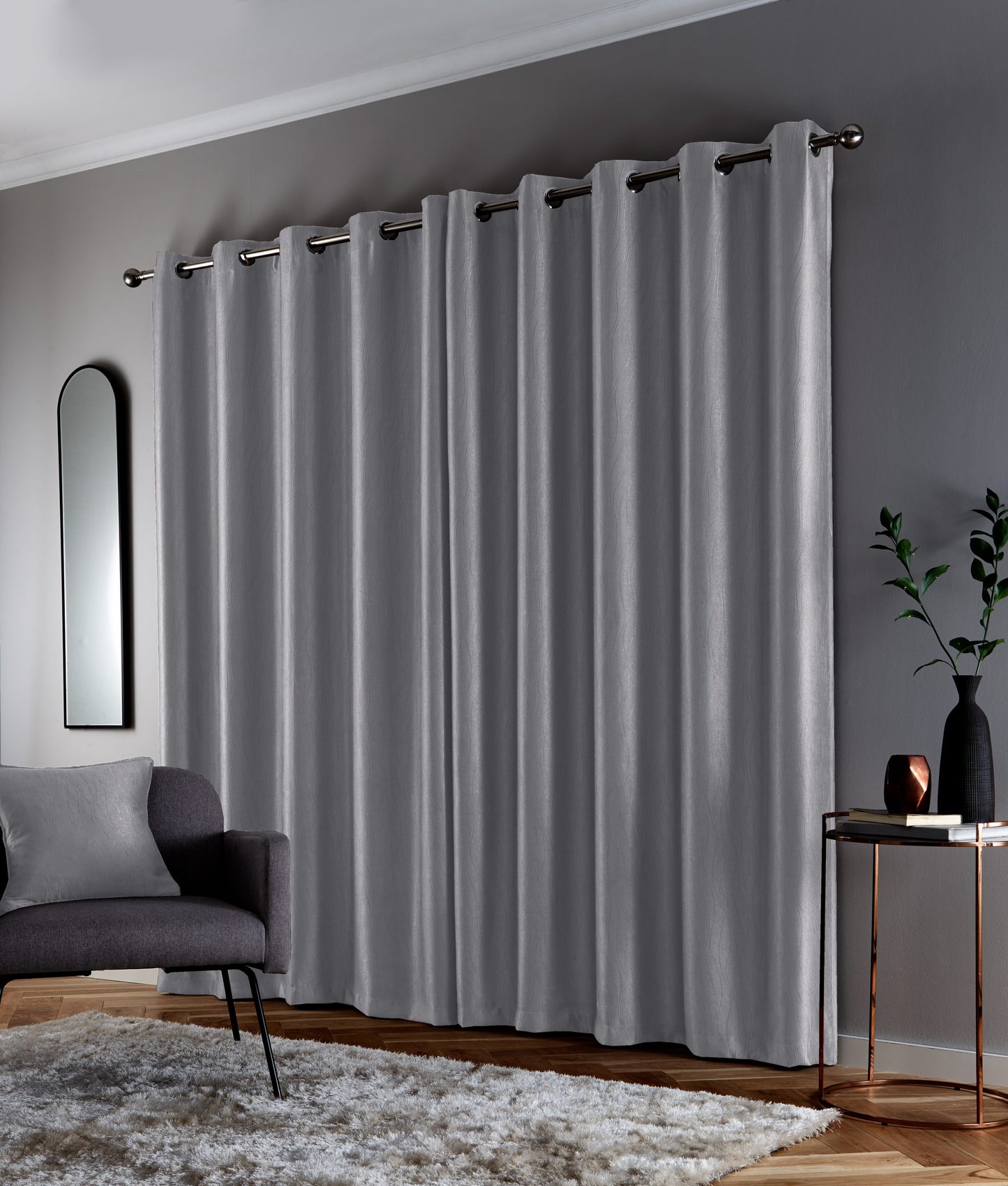 Goodyear Thermal Ring Top Block Out Curtains, Grey