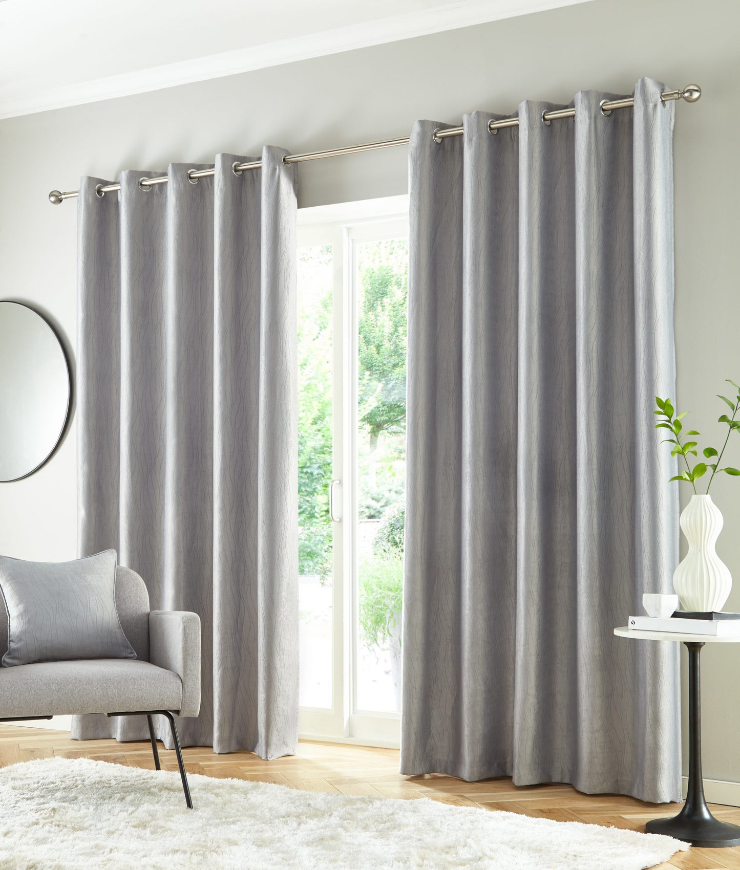Goodyear Thermal Ring Top Block Out Curtains, Grey