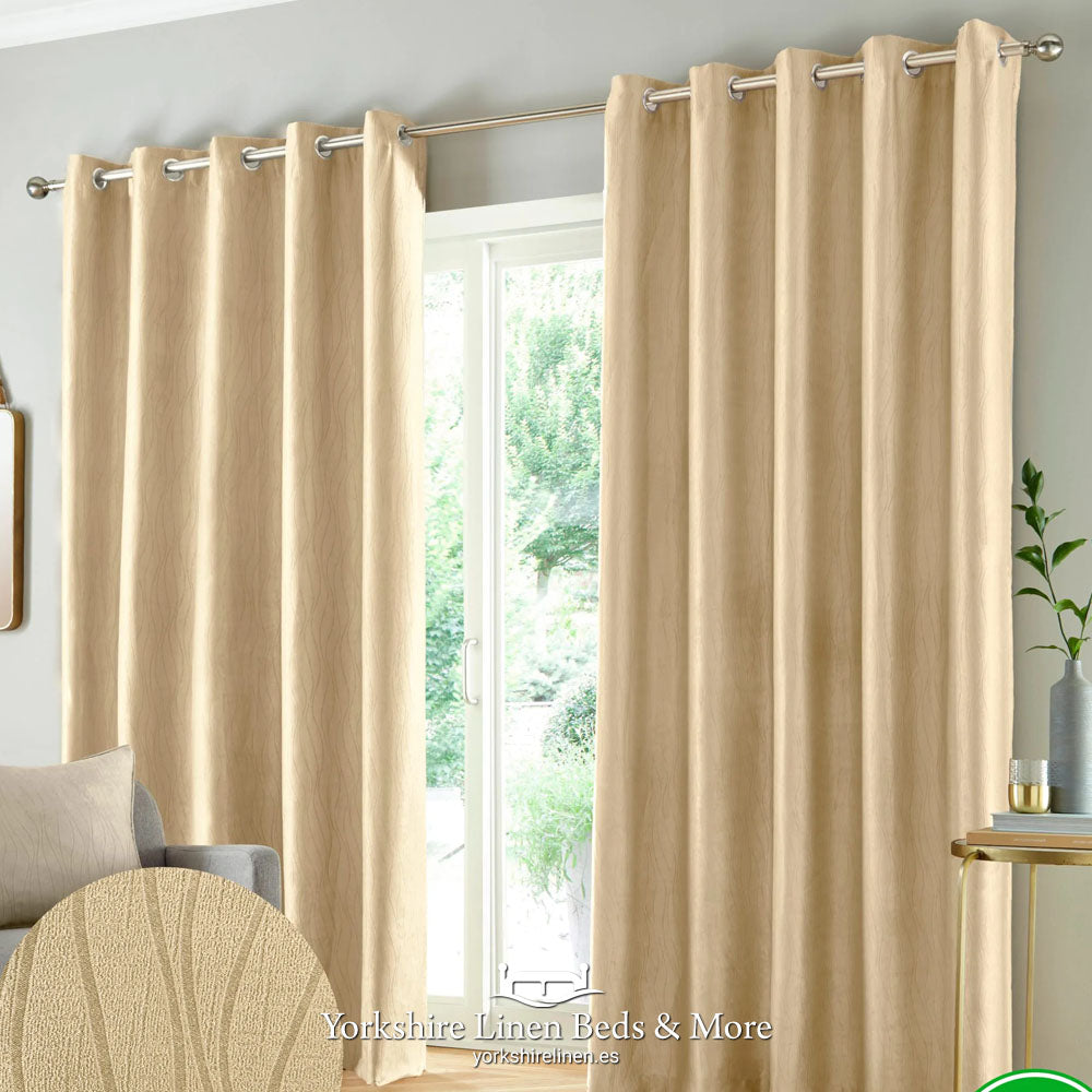 Goodyear Thermal Ring Top Block Out Curtains, Cream - Curtains & Voiles - Yorkshire Linen Beds & More, Mijas & Marbella