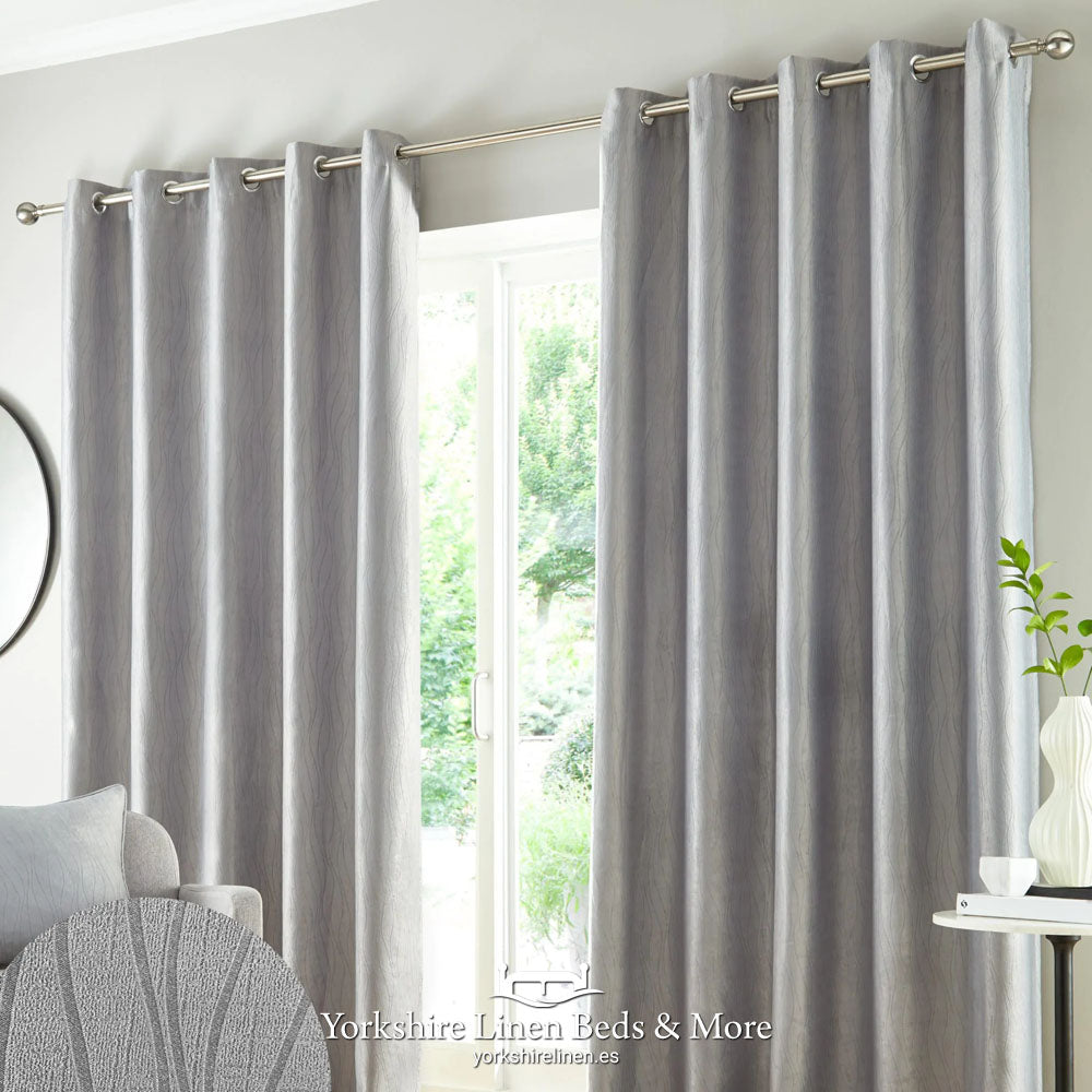 Goodyear Thermal Ring Top Block Out Curtains, Grey - Curtains & Voiles - Yorkshire Linen Beds & More, Mijas & Marbella