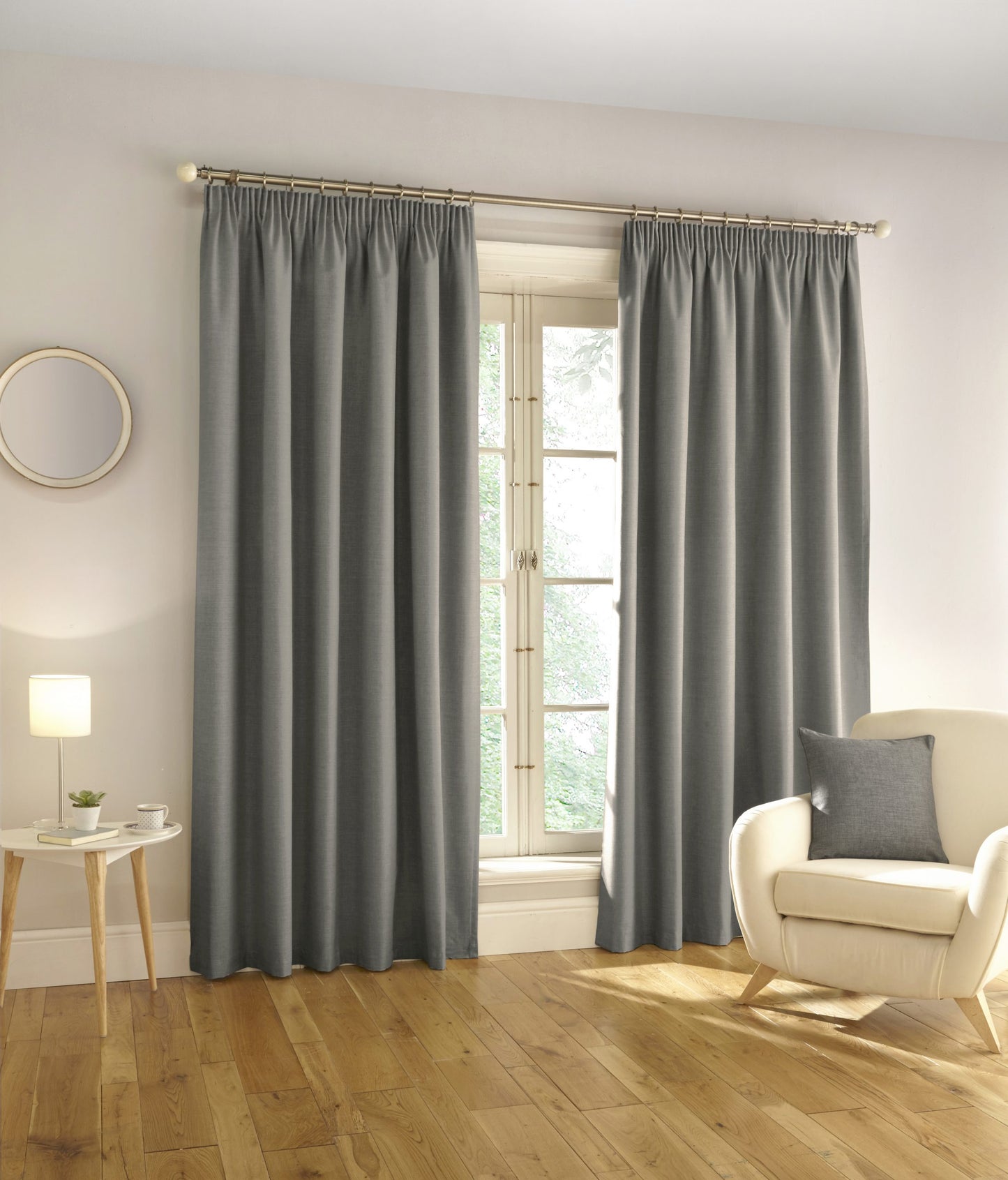 Harlow Pencil Pleat Blackout Curtains, Grey REDUCED TO CLEAR