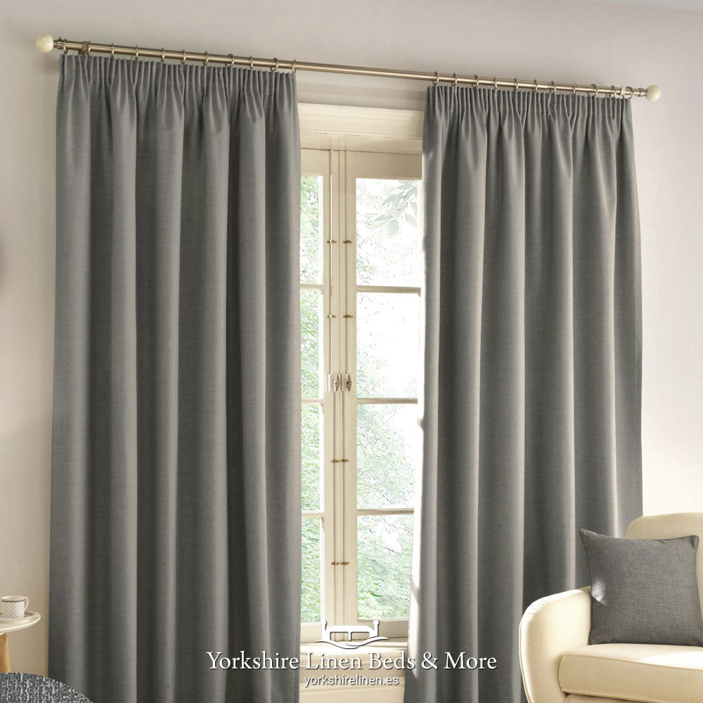 Harlow Pencil Pleat Blackout Curtains Grey - Yorkshire Linen Beds & More P01