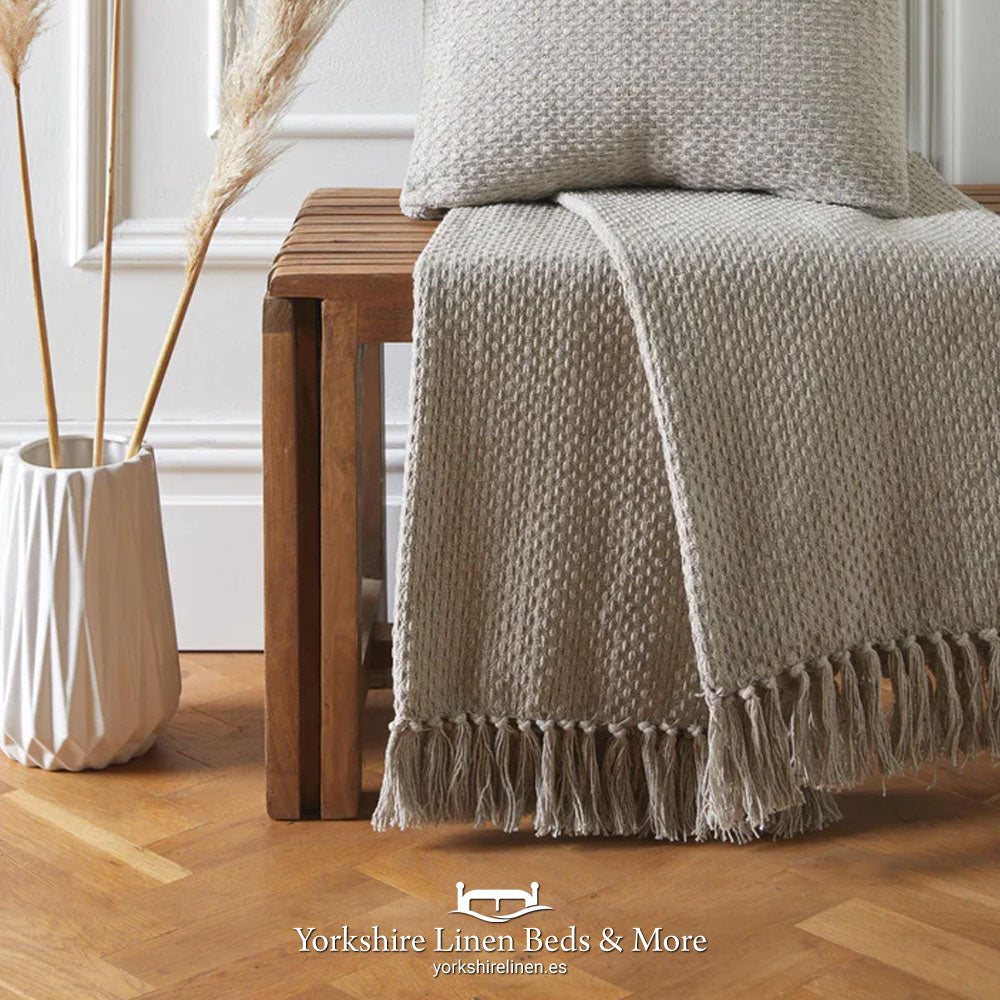 Hayley 100 % Cotton Throw -Stone