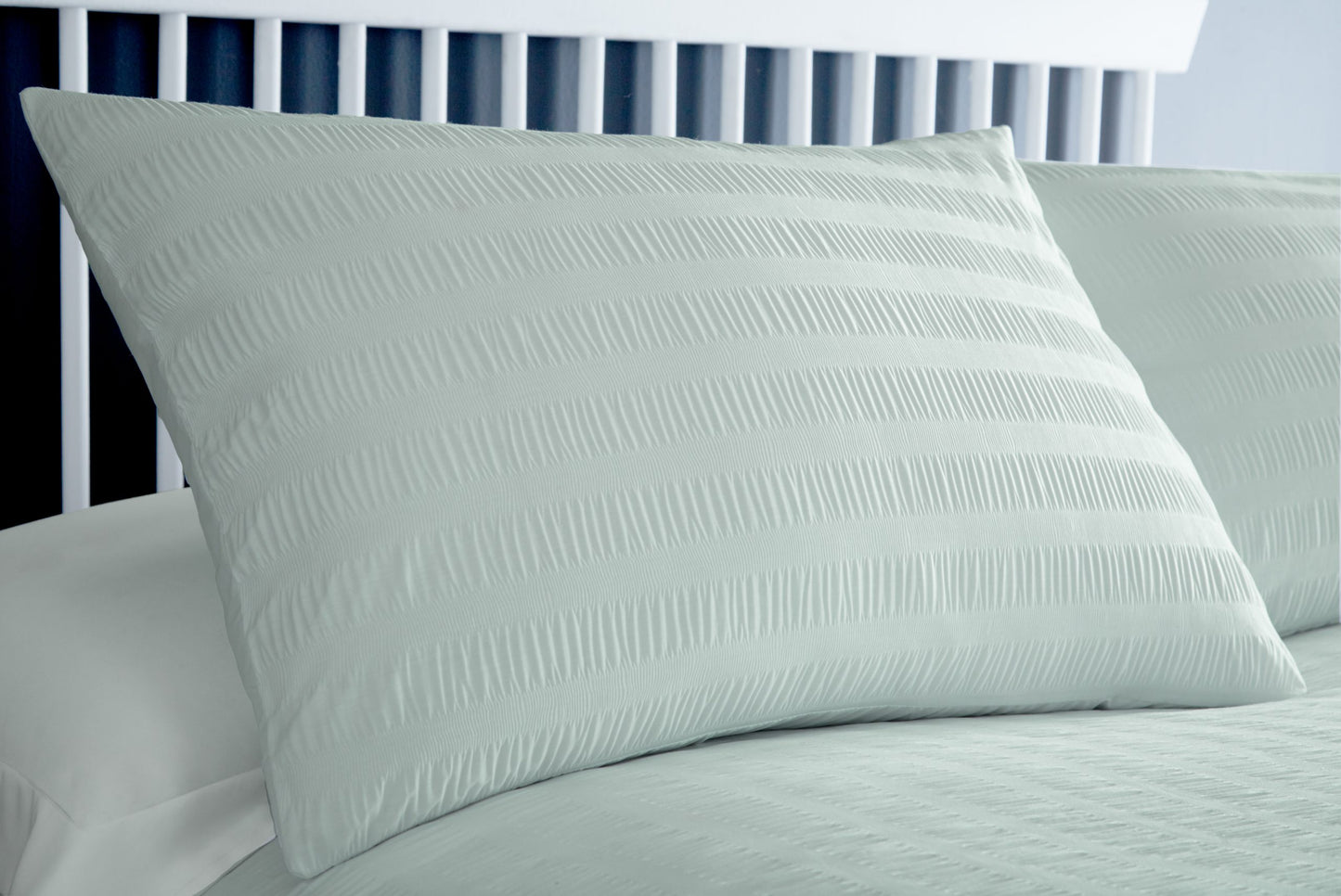 Homley Seersucker Duvet Sets, Duck Egg