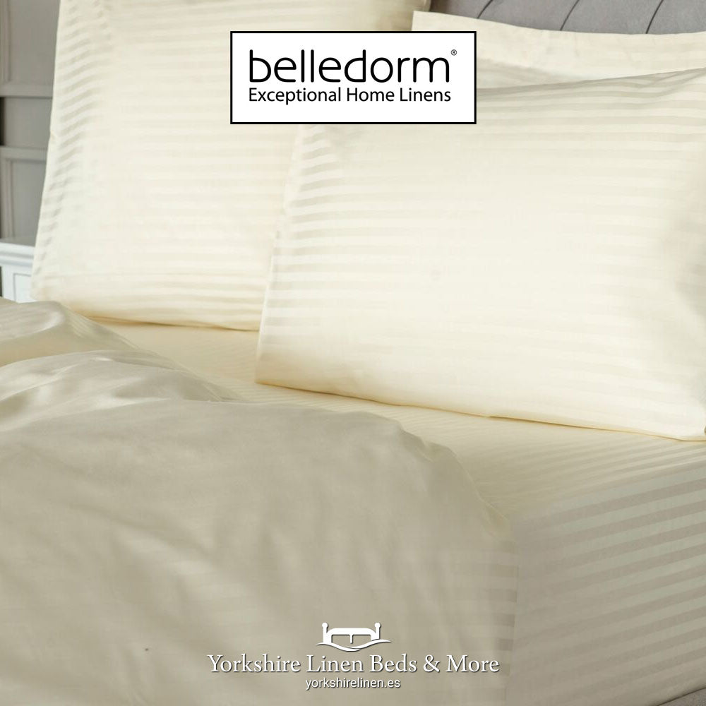 Hotel Stripe Flat Sheet, 540 Thread Count, Ivory - Sheets & Pillowcases - Yorkshire Linen Beds & More