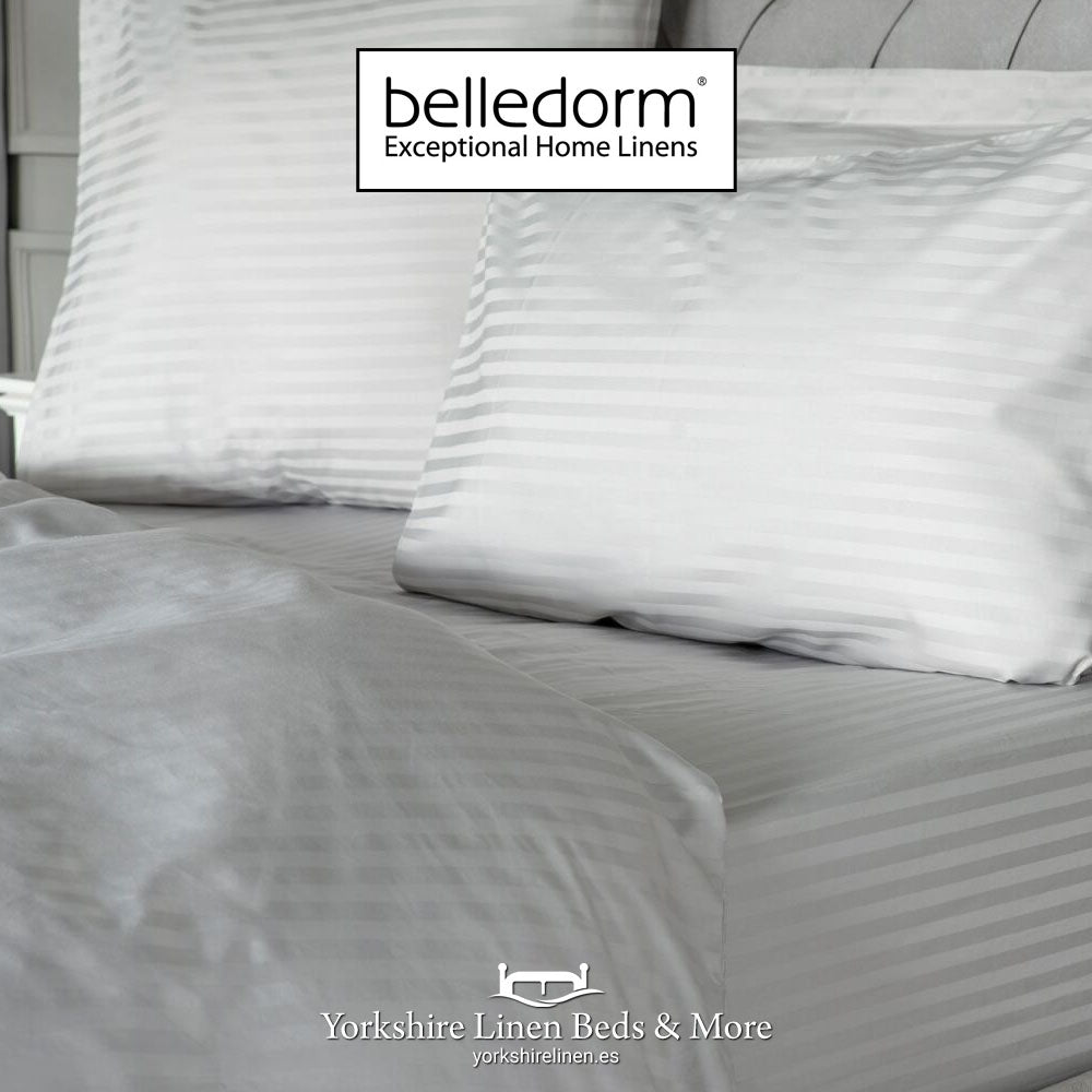 Hotel Stripe Flat Sheet, 540 Thread Count, Platinum - Sheets & Pillowcases - Yorkshire Linen Beds & More