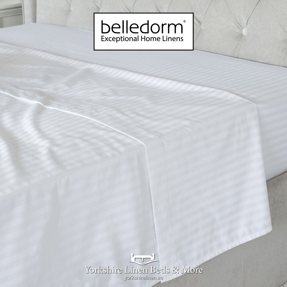 Hotel Stripe Flat Sheet, 540 Thread Count, White - Sheets & Pillowcases - Yorkshire Linen Beds & More