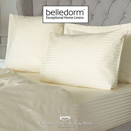 Hotel Stripe Ivory Duvet Cover Set, 540TC - Sheets & Pillowcases - Yorkshire Linen Beds & More 2